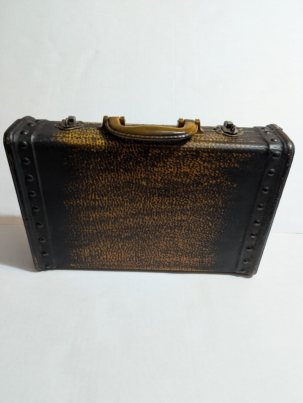 Decorative Small Suitcase Luggage Wrapped Wood Handle, Brass Hardware,